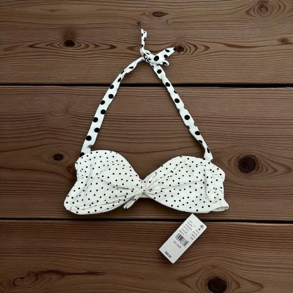 PacSun White and Black Polka Dot Bikini Top, BNWT, Sz XS